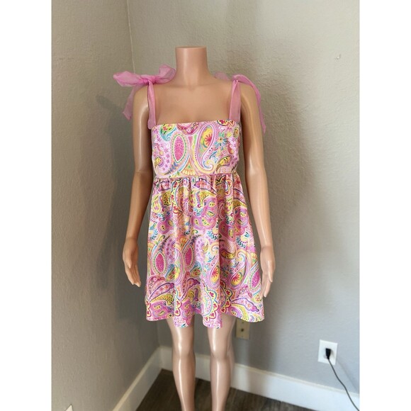Day + Moon COLORFUL PAISLEY Baby Doll SUMMER SPRING ROMANTIC Dress SZ LARGE #49 - Picture 9 of 11
